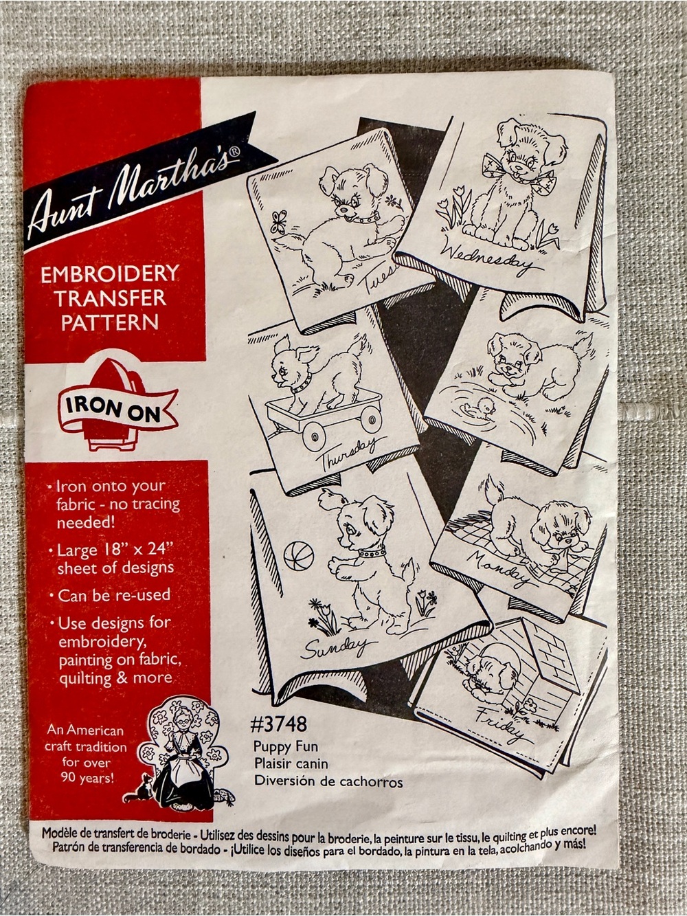 Aunt Martha’s Puppy Fun Embroidery Transfer Patterns